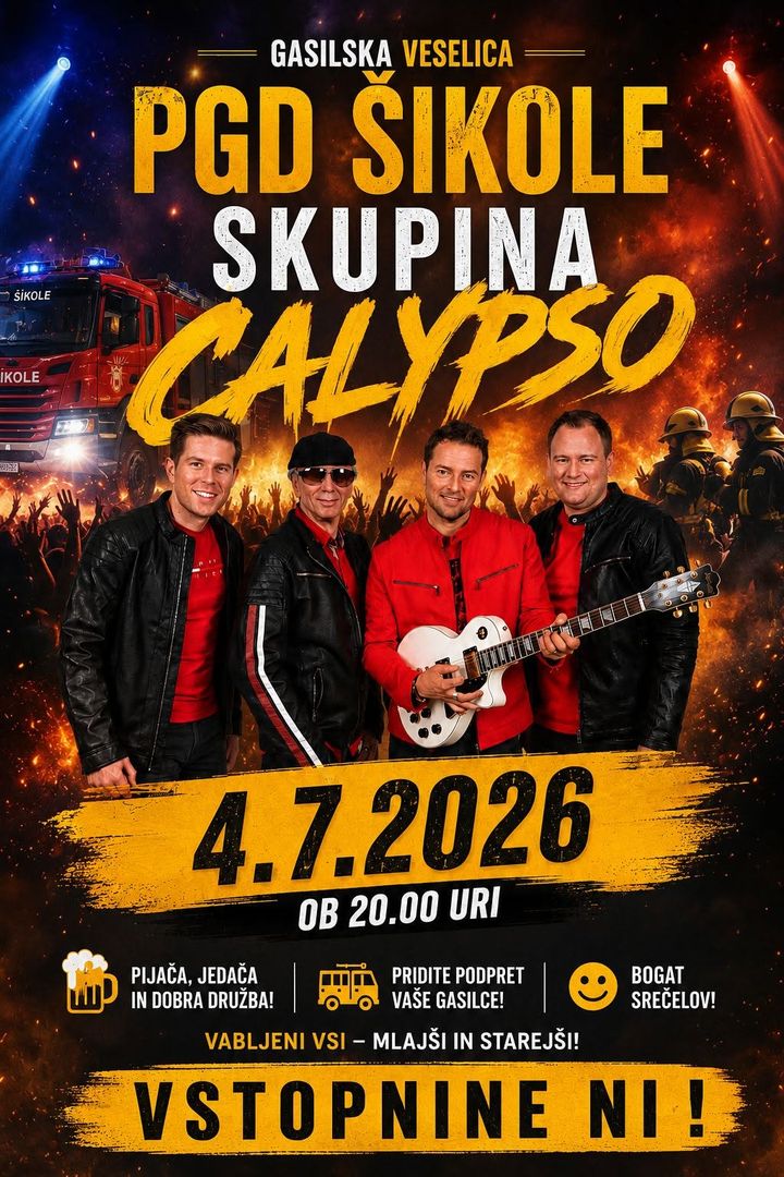 GASILSKA VESELICA s skupino CALYPSO / PGD ŠIKOLE / vstop prost