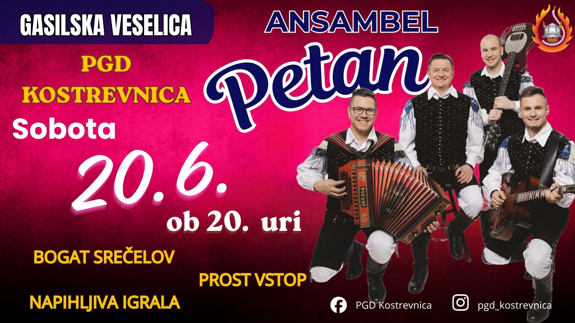Gasilska veselica z ANSAMBLOM PETAN