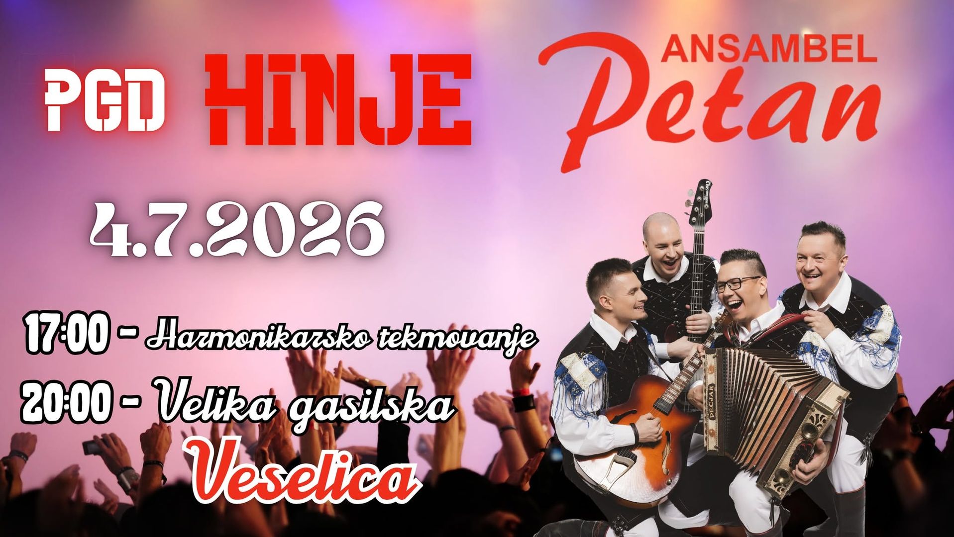 Gasilska veselica 2026 z ansamblom Petan | 33. tradicionalno tekmovanje harmonikarjev