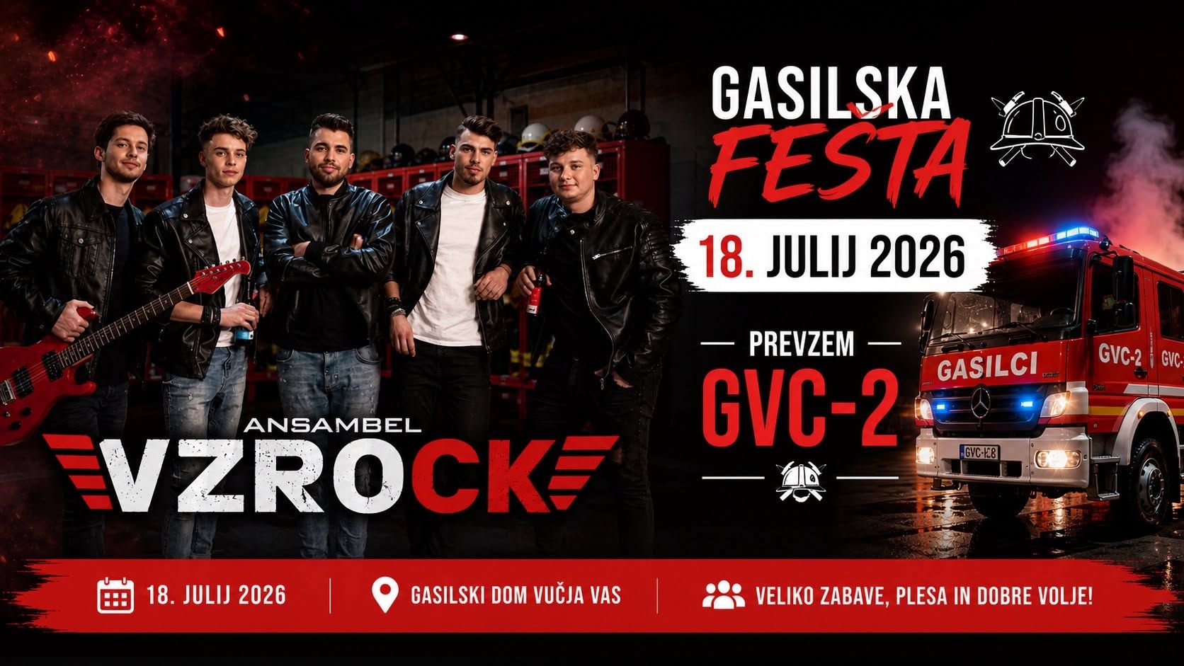 PGD Vučja vas - gasilska veselica s skupino VZROCK