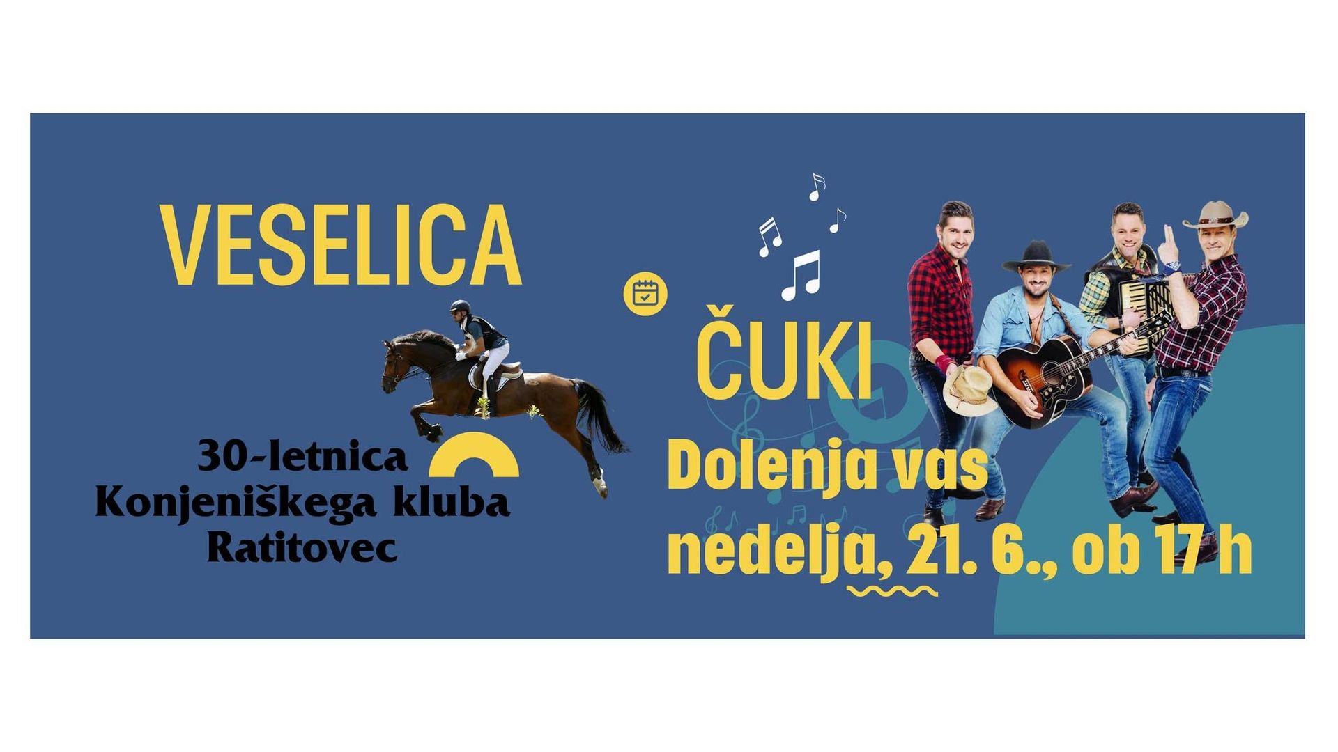 Veselica s skupino Čuki ob 30-letnici Konjeniškega kluba Ratitovec