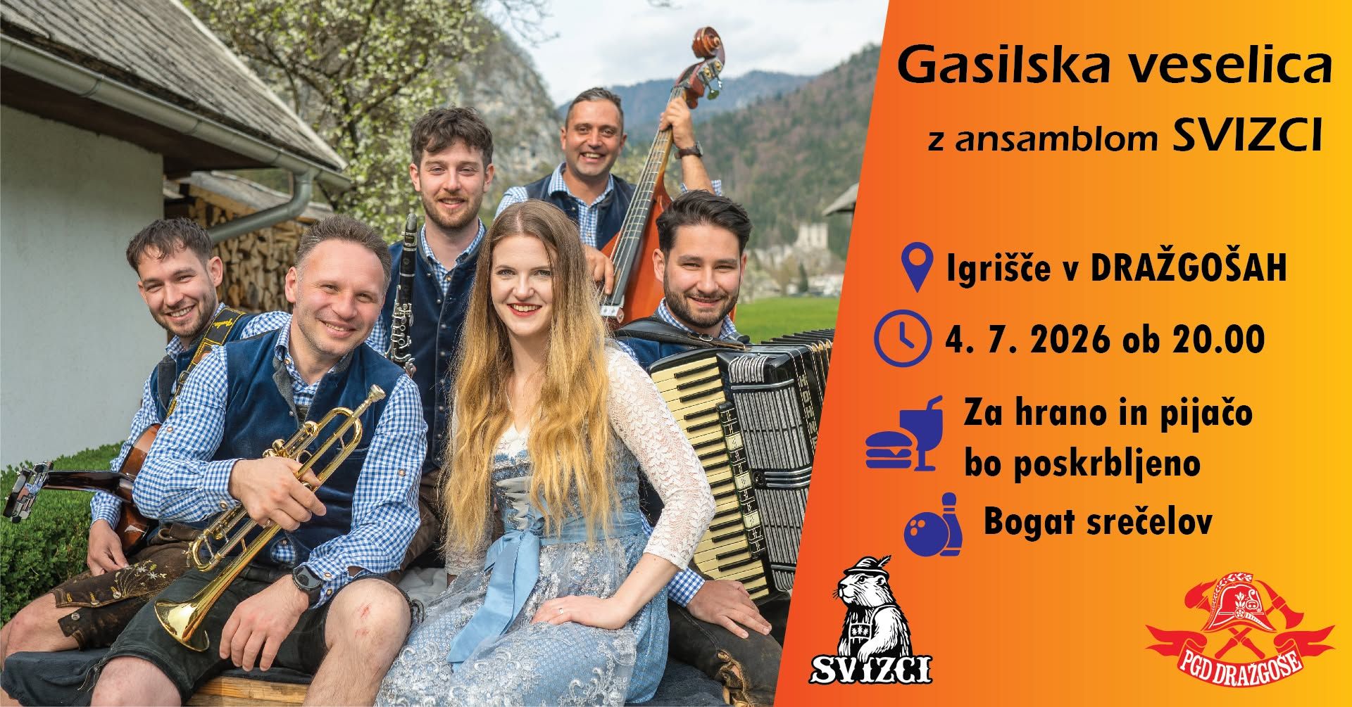 Gasilska veselica z ansamblom Svizci