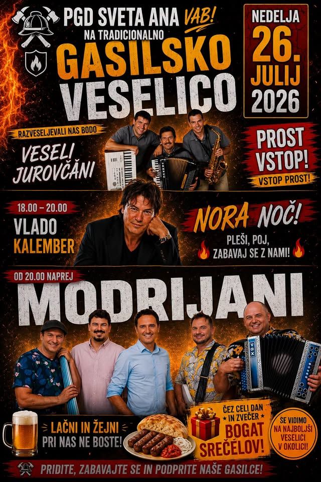 🚒 Tradicionalna gasilska veselica | Anin teden 2026 | Modrijani & Vlado Kalember