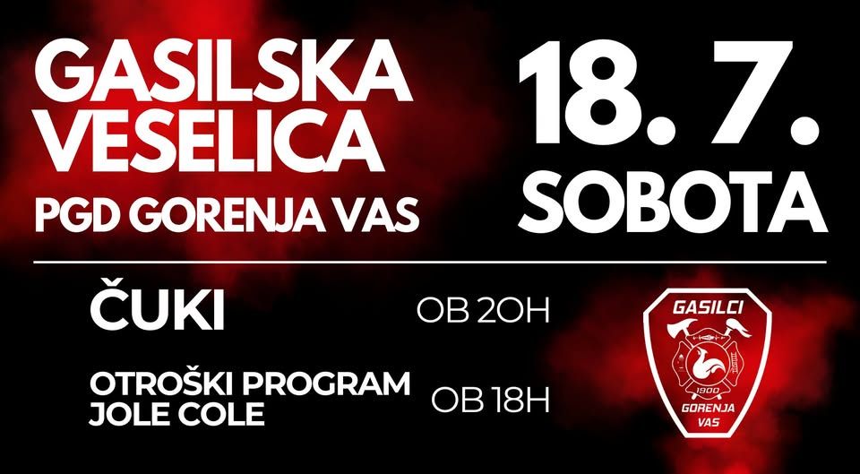 Gasilska veselica s ČUKI – Gorenja vas