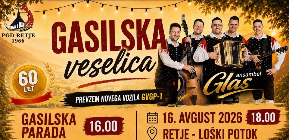 Gasilska veselica ob 60. letnici delovanja PGD Retje