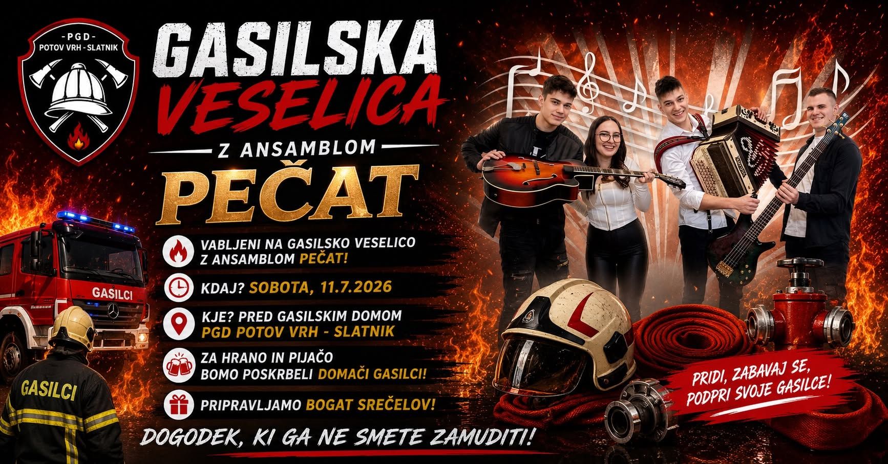 Gasilska veselica z ansamblom Pečat