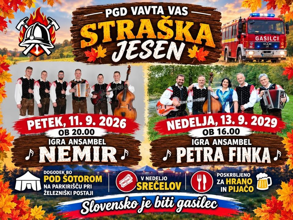 Veselica v sklopu Straške jeseni – Nemir in ansambel Petra Finka